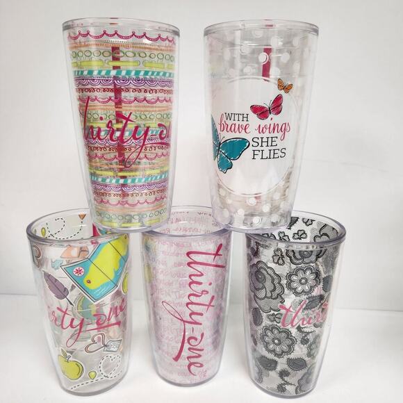 Lot of 5 Tervis for Thirty One 16oz  American made insulted Tumbler cups no lids - Picture 3 of 13